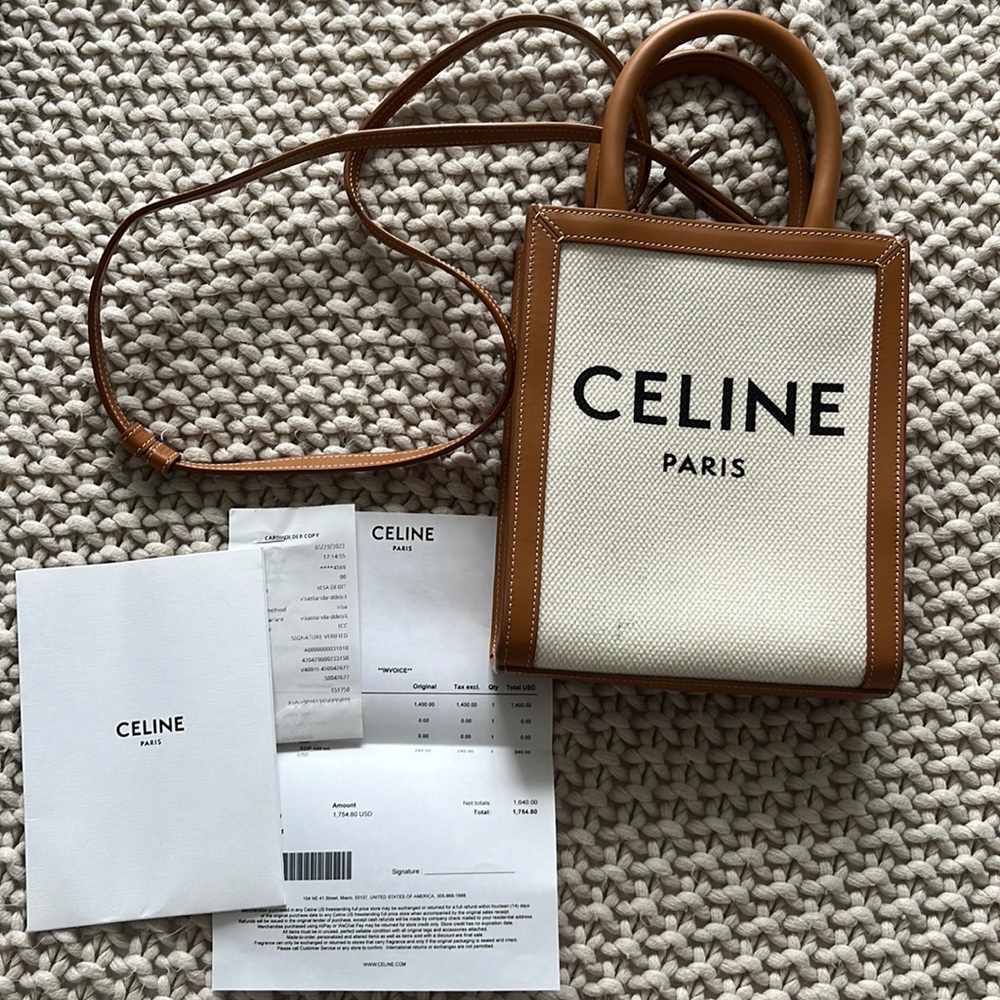 Celine mini canvas neutral tan